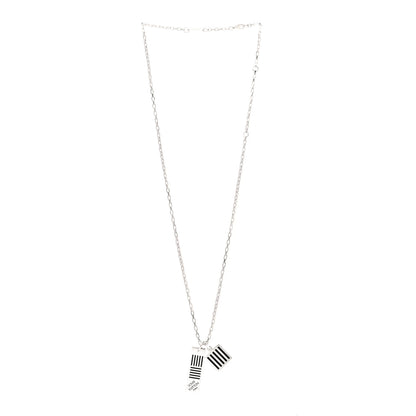 Louis Vuitton Collier Damier Colors Pendant Necklace Silver Black 3 of 4