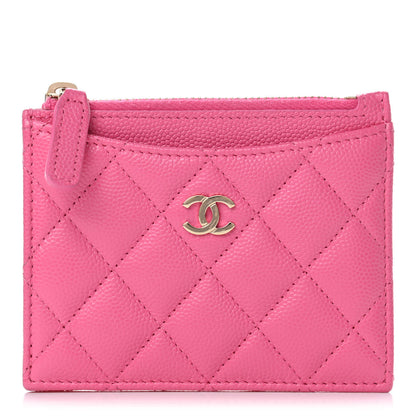 Chanel Caviar Quilted CC Zip Card Holder Pink 1 of 6