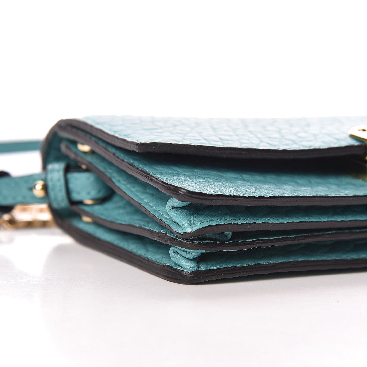 Burberry Signature Grain Small Madison Chain Clutch Aqua Green 8 of 9