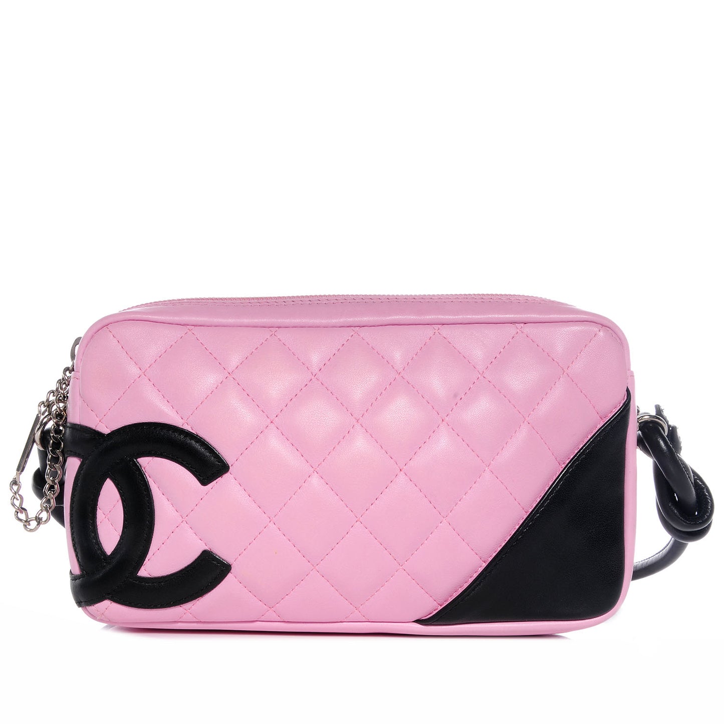 Calfskin Quilted Cambon Pochette Pink Black