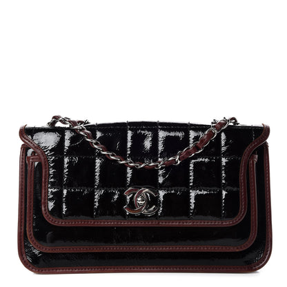 Chanel Patent Lambskin Medium Chocolate Bar Flap Black Bordeaux 1 of 11