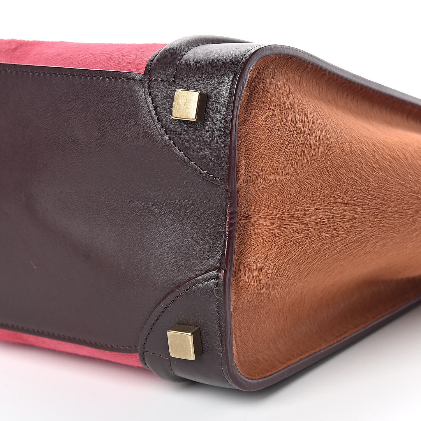 Pony Hair Smooth Calfskin Micro Tri-Color Luggage Pink