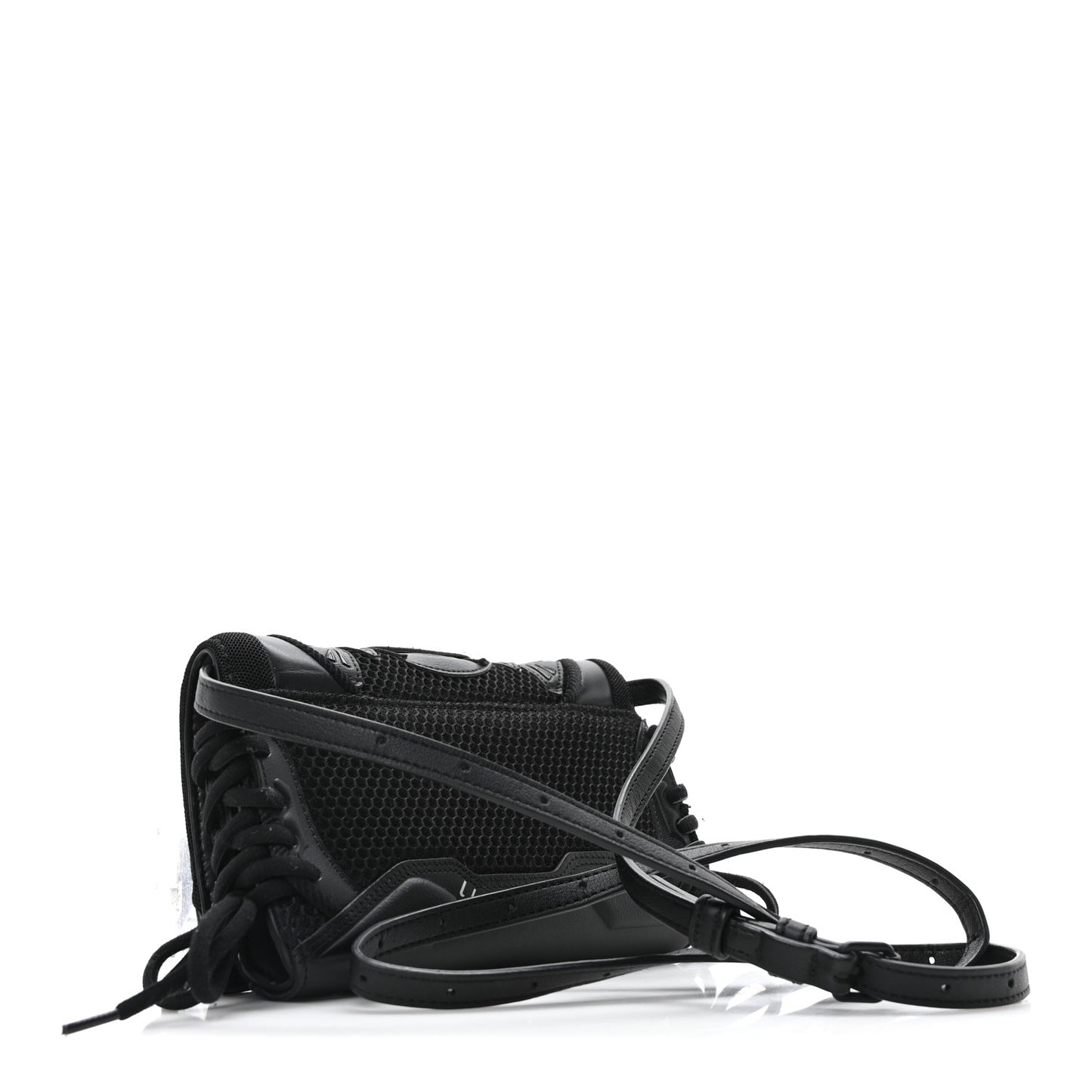 Faux Calfskin Fabric Sneakerhead Phone Crossbody Bag Black