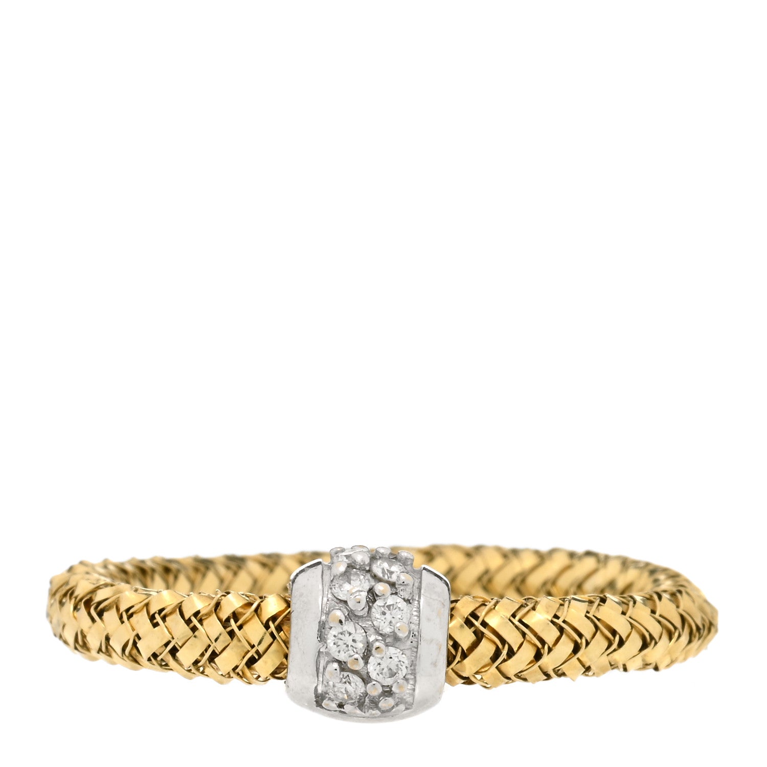 Roberto Coin 18K Yellow White Gold Diamond Mini Primavera Band Ring 52 6 1 of 4