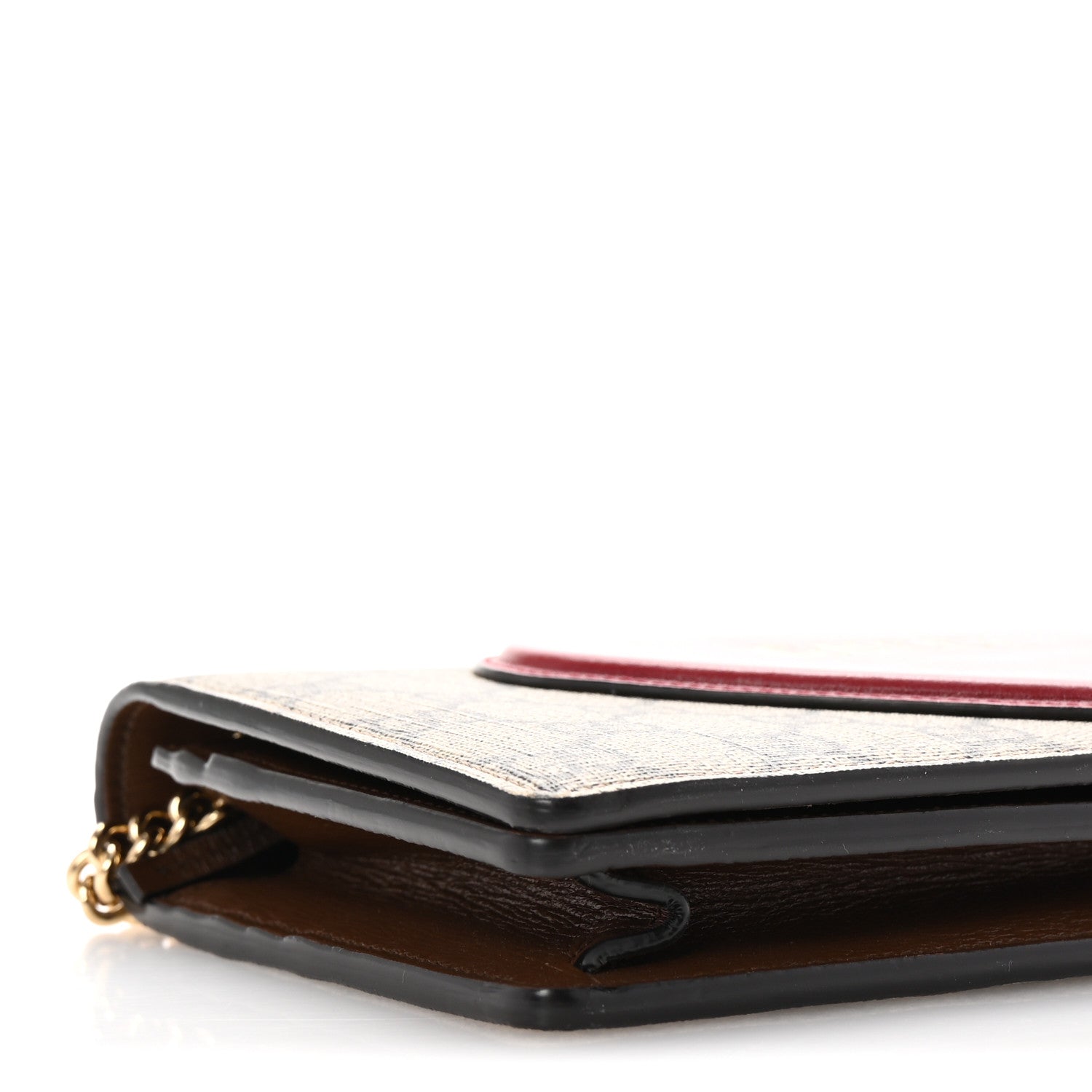 Gucci GG Supreme Monogram Script Logo Heart Wallet on Chain Beige Brown 9 of 10