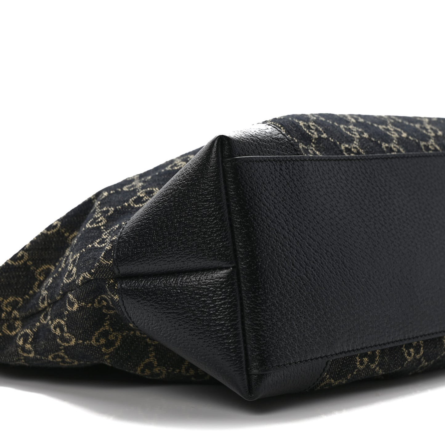 Jacquard Black Denim GG Monogram Medium Ophidia Shopping Tote Black Ivory