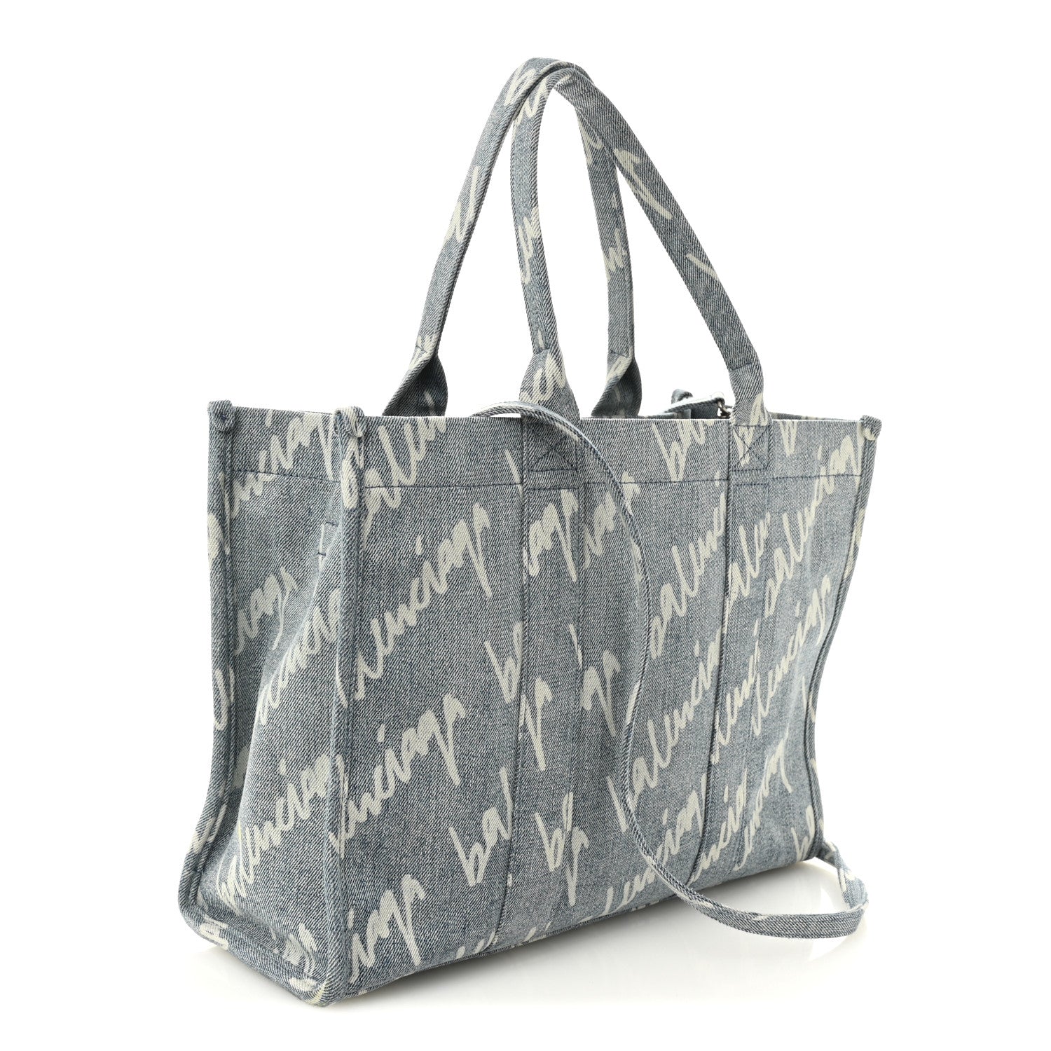 Balenciaga Denim Scribble Logo Medium Hardware Tote Blue 3 of 11