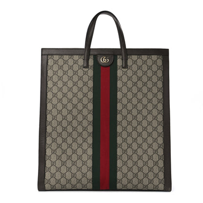 Gucci GG Supreme Monogram Web Ophidia Vertical Tote Brown 1 of 13