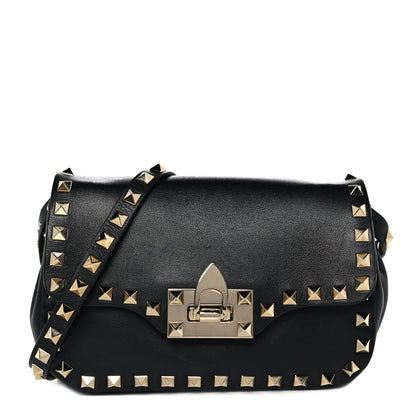 Valentino Garavani Vitello Mini Rockstud Flap Saddle Crossbody Bag Black 1 of 7