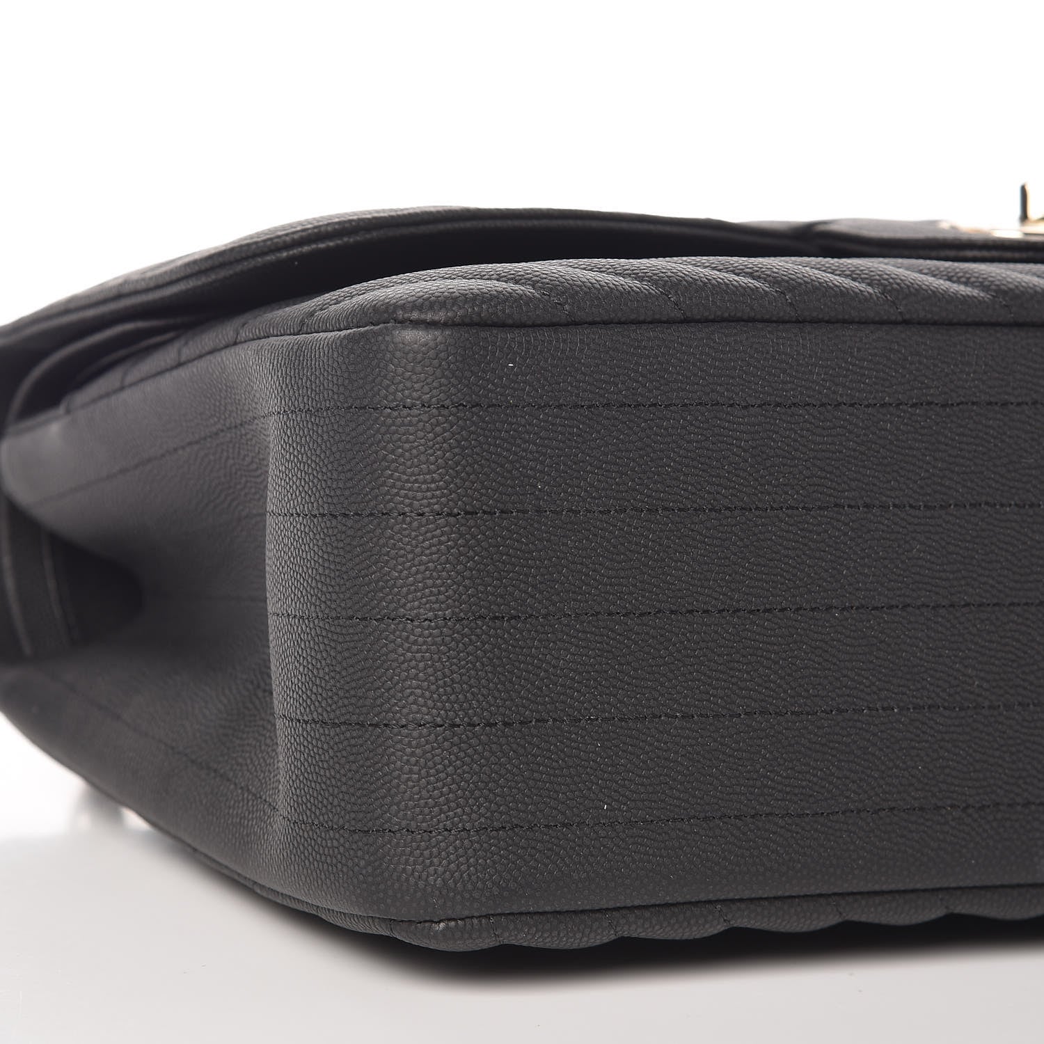 Chanel Caviar Chevron Quilted Jumbo Double Flap Black 9 of 11