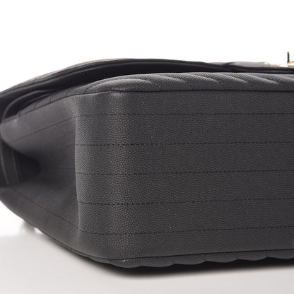 Chanel Caviar Chevron Quilted Jumbo Double Flap Black 9 of 11
