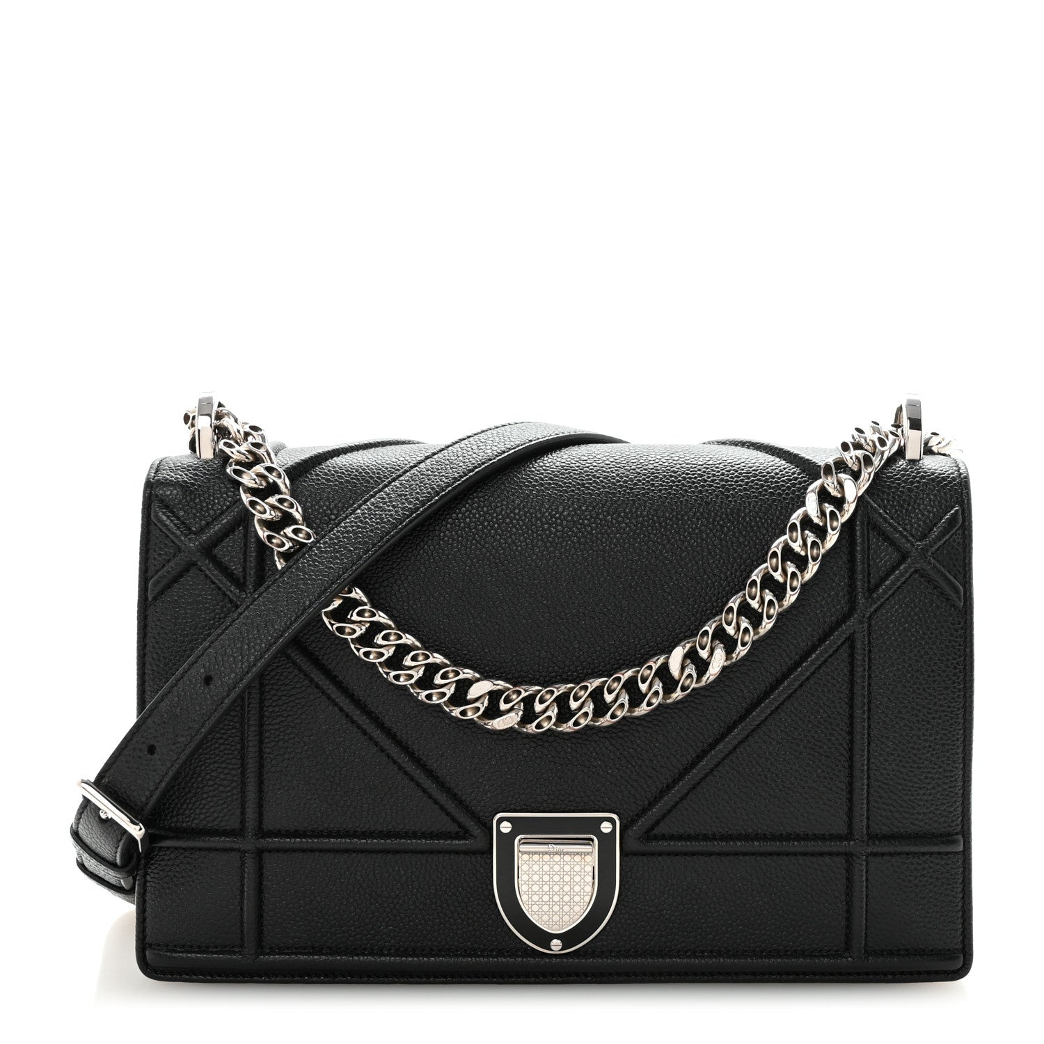 Christian Dior Grained Calfskin Medium Diorama Flap Bag Black 1 of 9