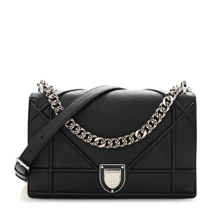 Christian Dior Grained Calfskin Medium Diorama Flap Bag Black 1 of 9