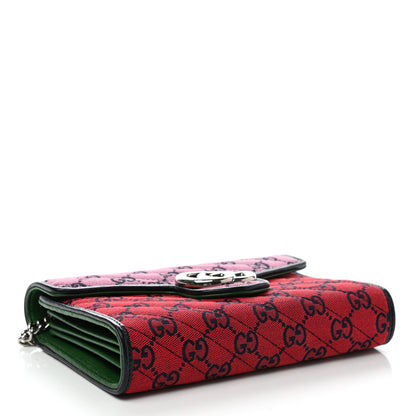 Gucci Monogram Multicolor Matelasse Diagonal GG Marmont Chain Wallet Red Blue Pink Green 4 of 12