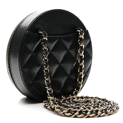 Chanel Caviar Quilted Round Coco Clutch With Chain Black 3 of 9