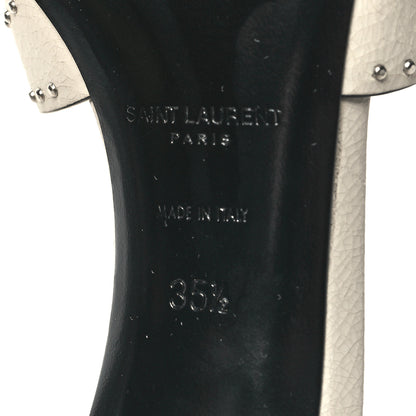 Saint Laurent Grain De Poudre Tribute 85 Slide Studded Sandals 35.5 Off White 7 of 9