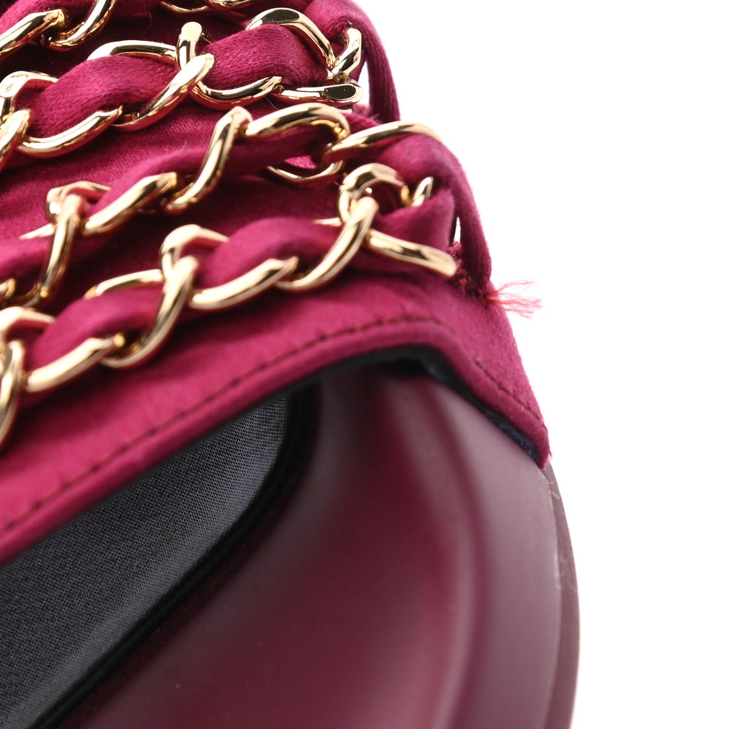 Satin Chain Flat Sandals 35 Dark Fuchsia