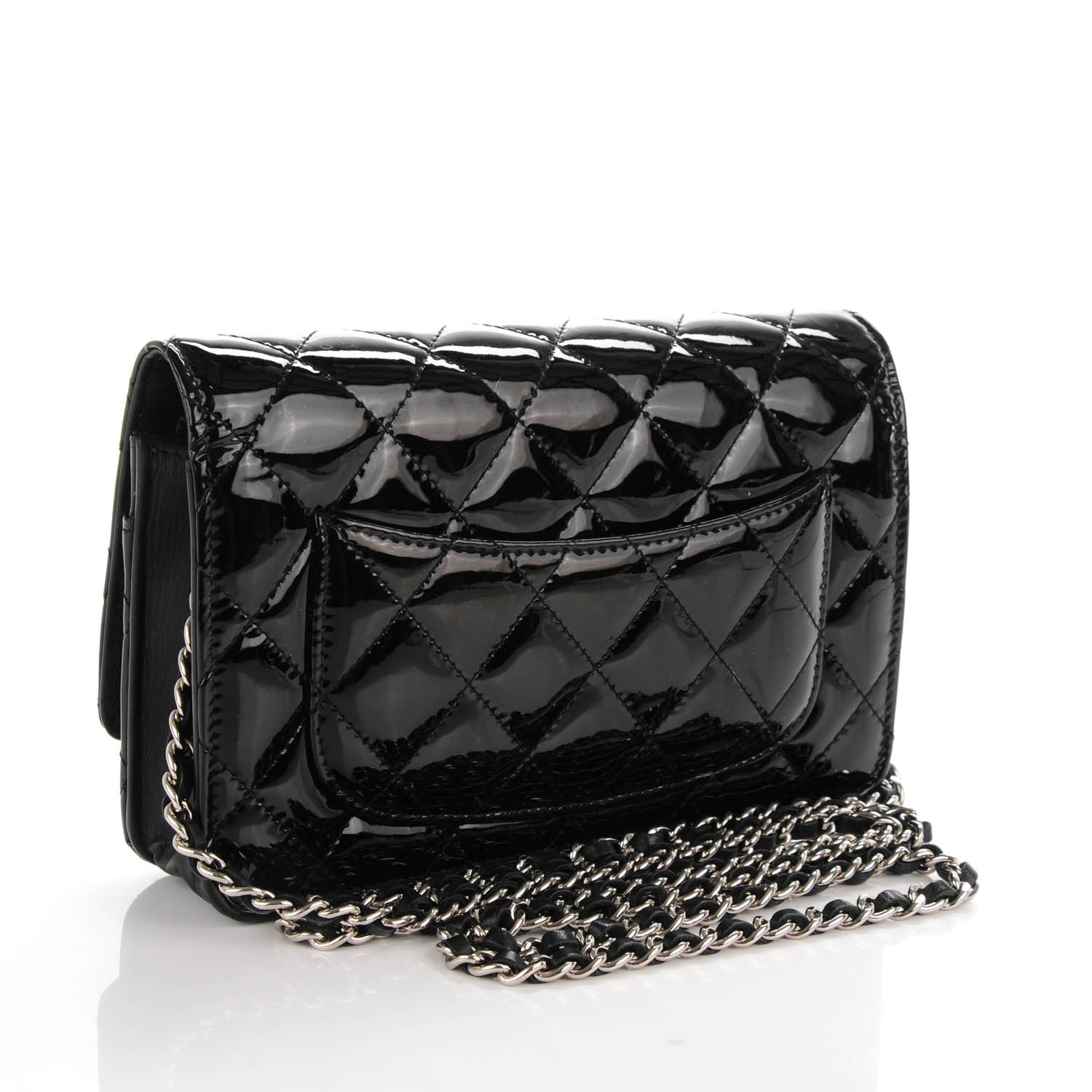 Chanel Patent Quilted Wallet On Chain WOC Black 3 of 11
