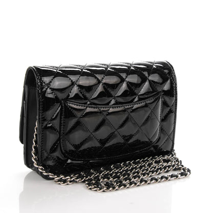 Chanel Patent Quilted Wallet On Chain WOC Black 3 of 11