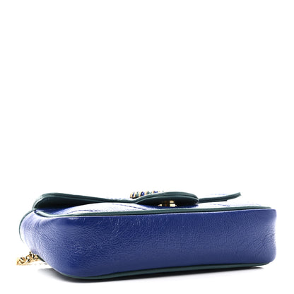 Gucci Azalea Calfskin Enamel Matelasse Diagonal Super Mini Torchon GG Marmont Shoulder Bag Imperial Blue Pavone 4 of 11