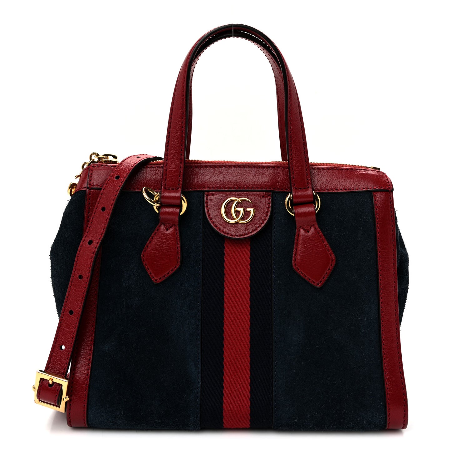 Suede Calfskin Web Small Ophidia Tote Bag New Blue Romantic Cherry