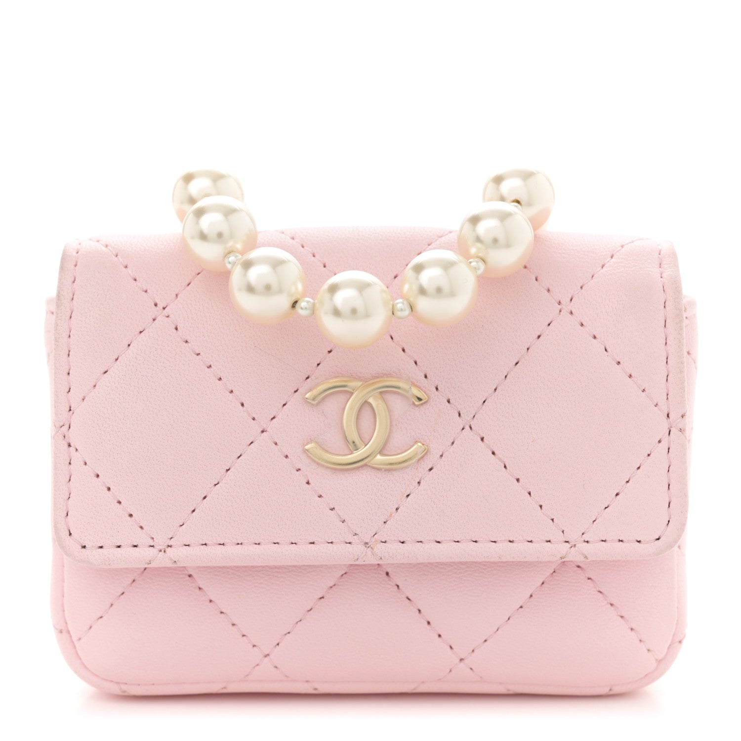Chanel Lambskin Quilted Pearl Chain Belt Bag Light Pink 1 of 10