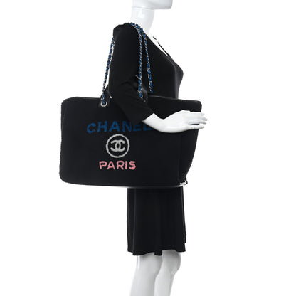 Chanel Shearling Large Deauville Tote Black 2 of 11