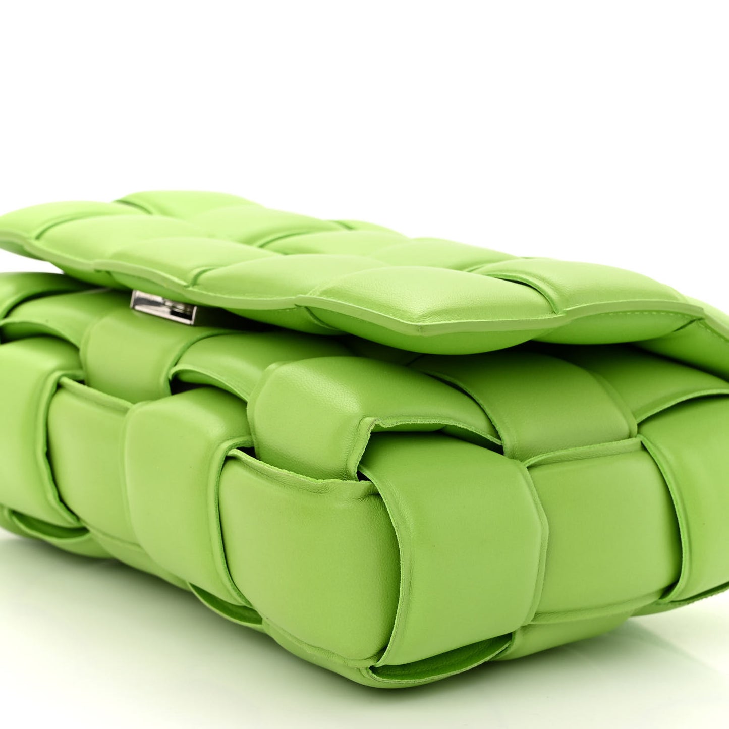 Nappa Maxi Intreccio Padded Cassette Crossbody Bag Acid Green
