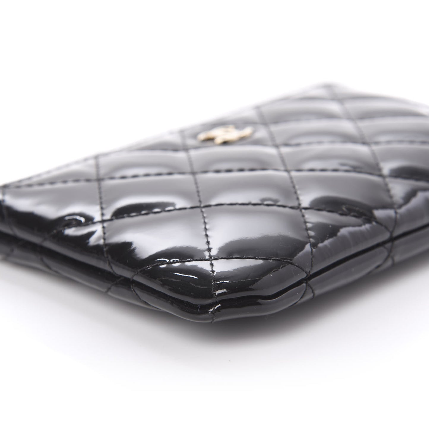 Patent Quilted Small Cosmetic Case Black