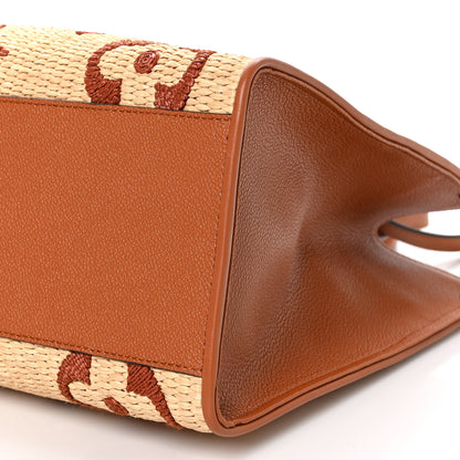 Louis Vuitton Raffia Calfskin Monogram Giant Onthego MM Tan 9 of 9