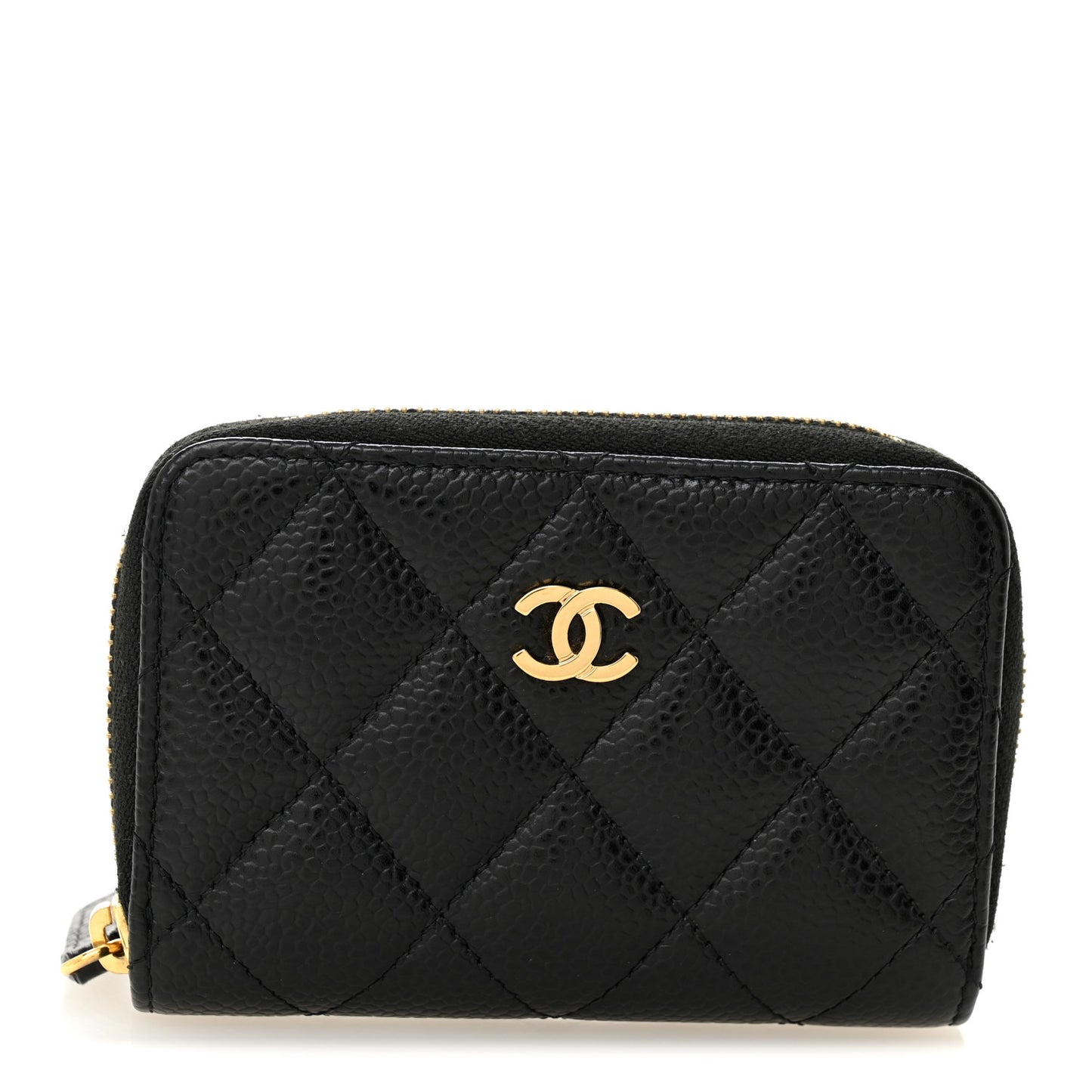 Caviar Quilted Zip Coin Purse Black