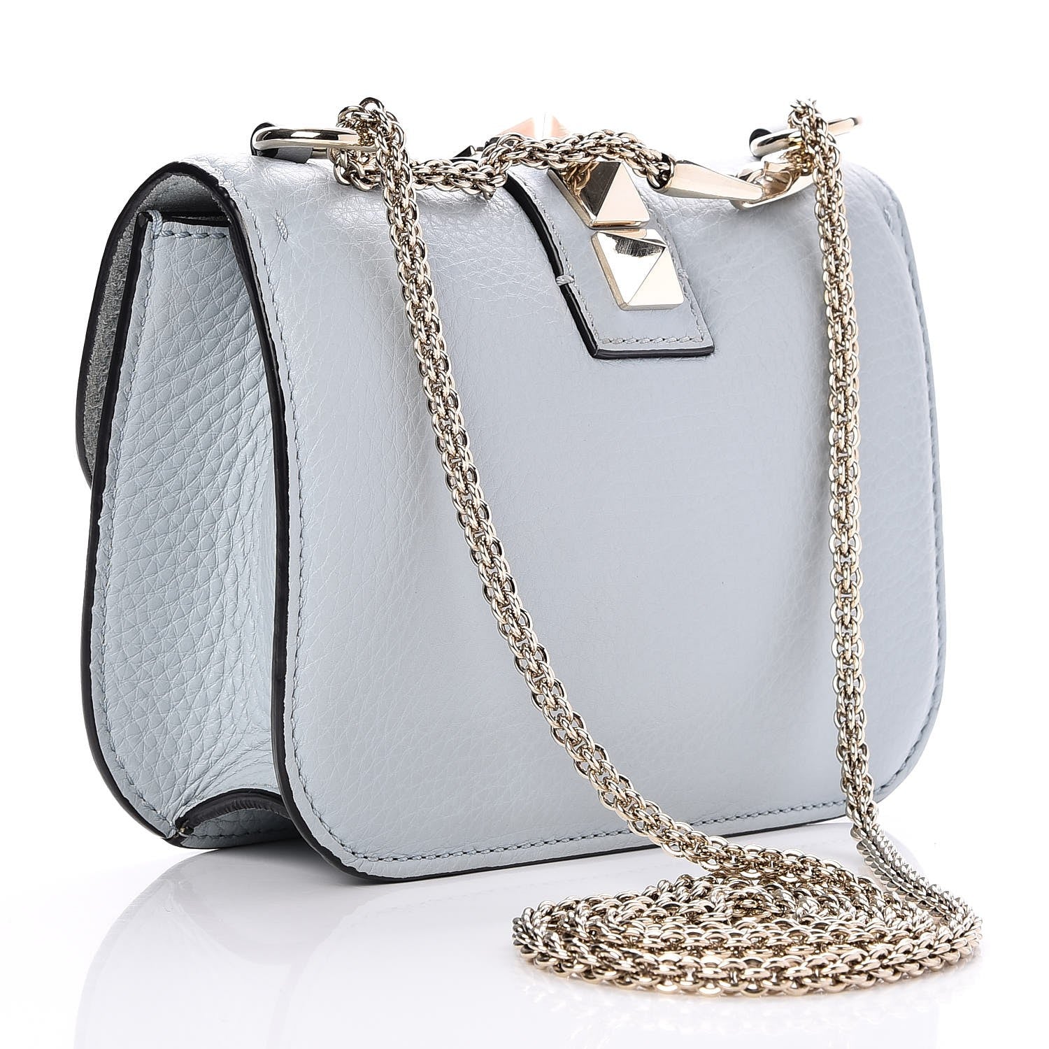 Valentino Garavani Pebbled Calfskin Small Glam Lock Rockstud Flap Sky Sorbet 3 of 6