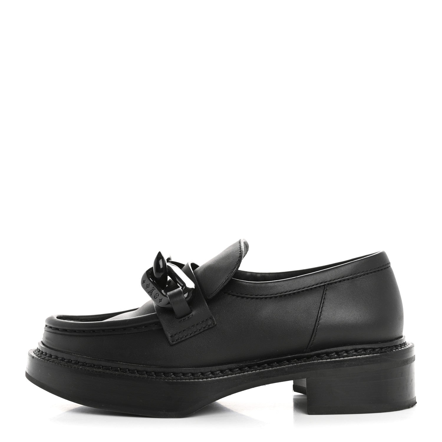 Louis Vuitton Calfskin Oversized Chain Academy Loafers 35 Black 1 of 12