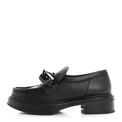 Louis Vuitton Calfskin Oversized Chain Academy Loafers 35 Black 1 of 12