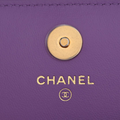 Chanel Lambskin Enamel Quilted Pending Clutch With Chain Purple 6 of 11