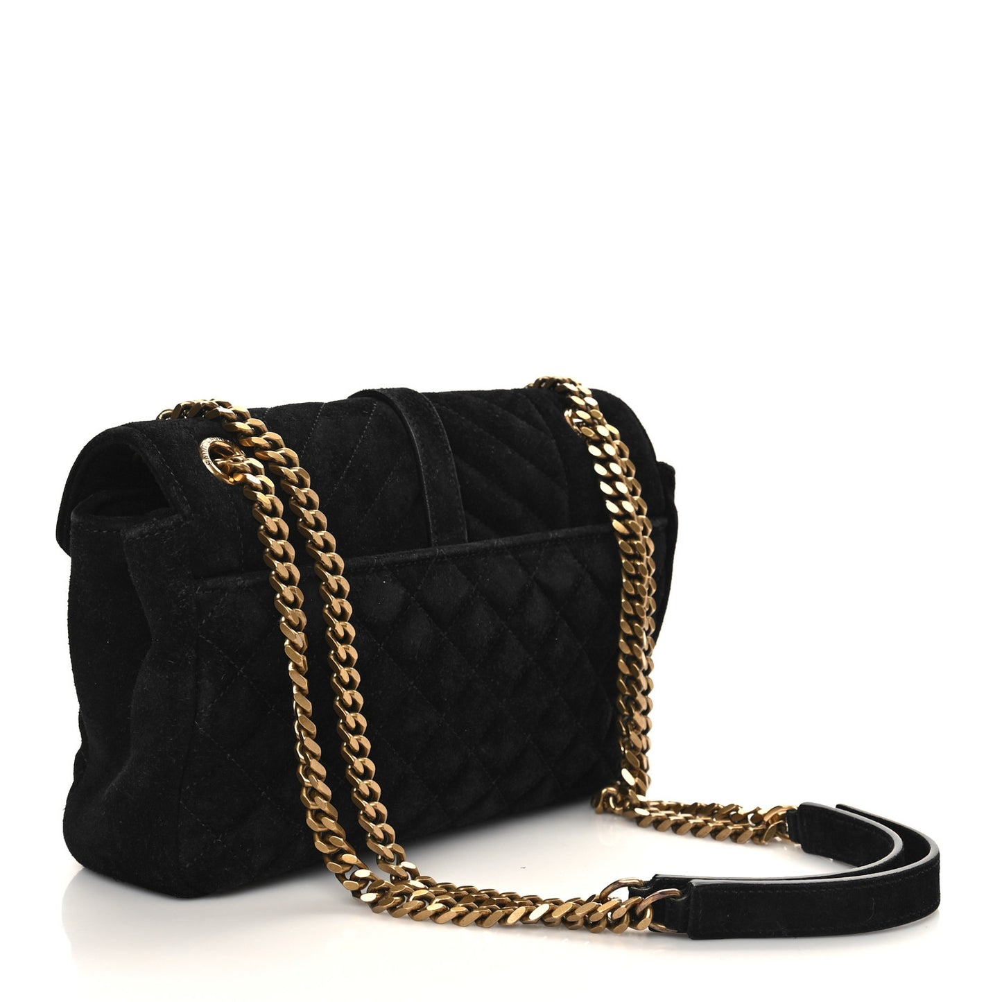 Suede Tri-Quilt Monogram Medium College Bag Black