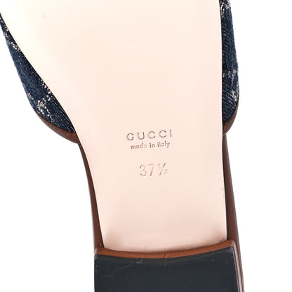 Gucci New Denim GG Monogram Miro Soft Calfskin Jolie Slide Sandals 37.5 Blue Tea Cuir Epilog 6 of 9