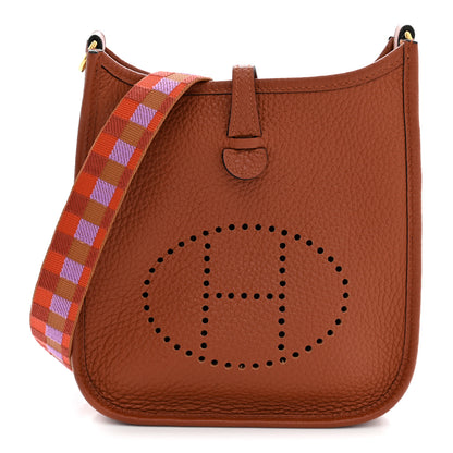 Hermes Taurillon Clemence Maxi Quadrille Evelyne TPM Cuivre Capucine Parme Rouge Duchess 1 of 11