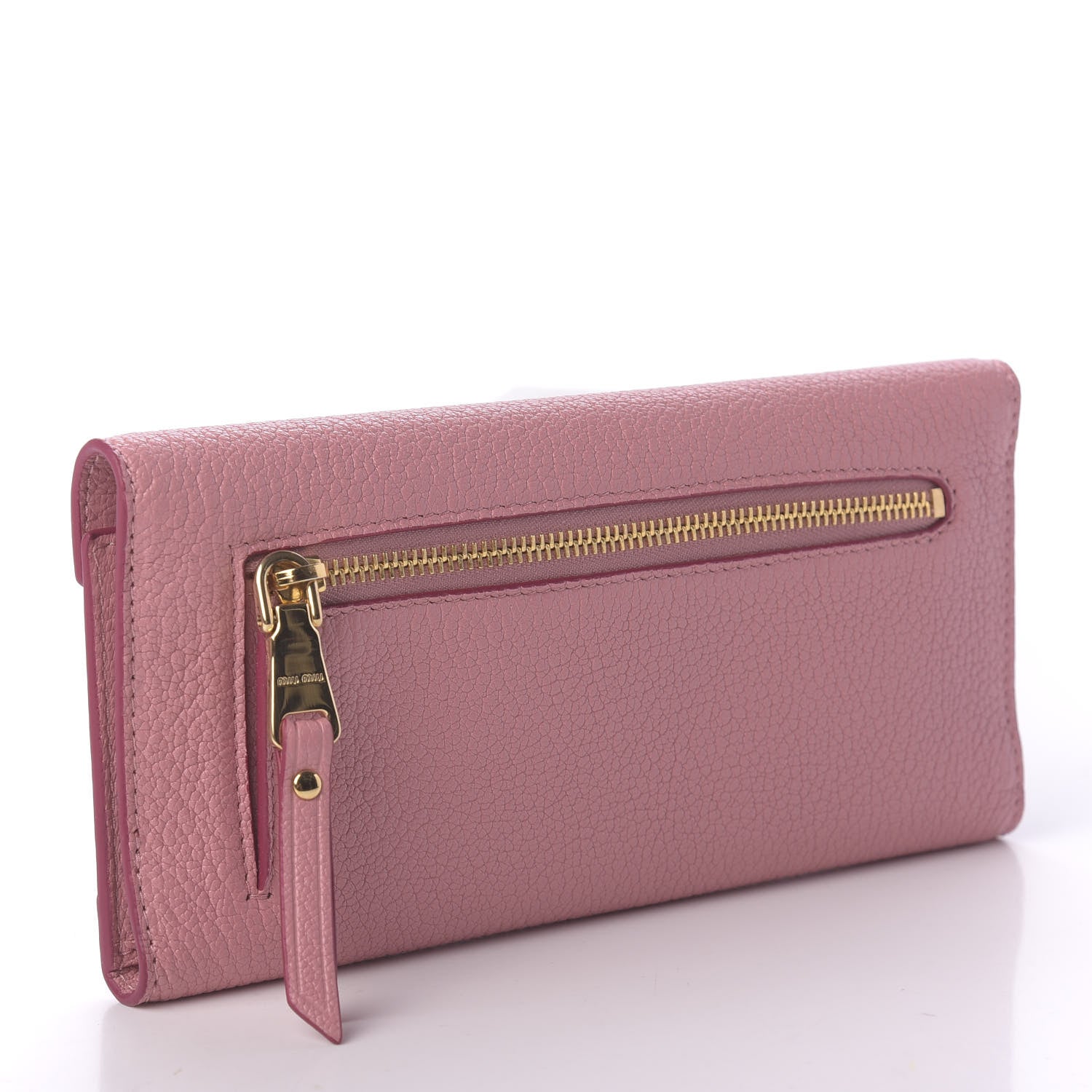 Miu Miu Goatskin Madras Love Forever Envelope Wallet Rosa 3 of 10