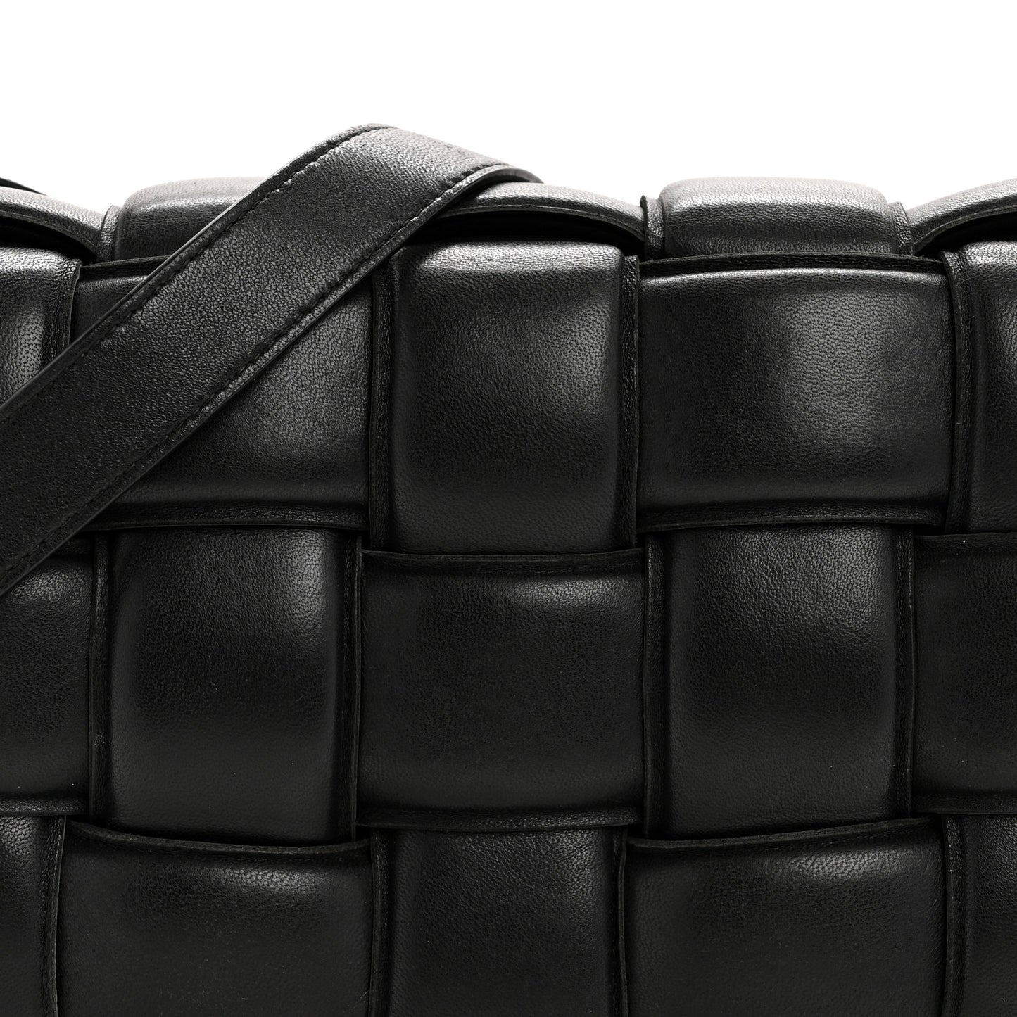 Nappa Maxi Intreccio Padded Cassette Crossbody Bag Black