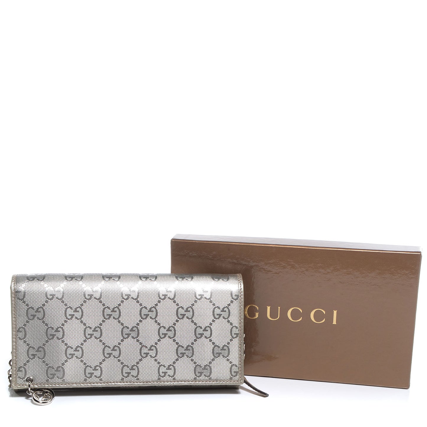 Imprime Monogram GG Pierce Chain Clutch Wallet Silver