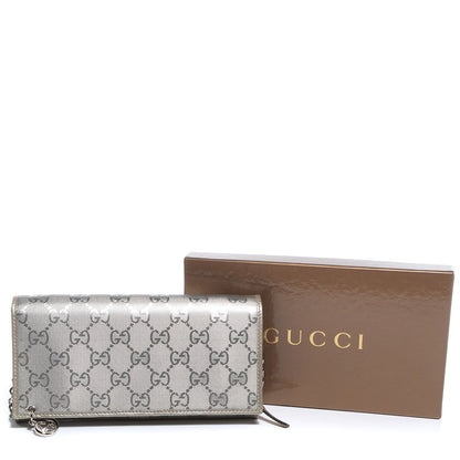 Gucci Imprime Monogram GG Pierce Chain Clutch Wallet Silver 5 of 9