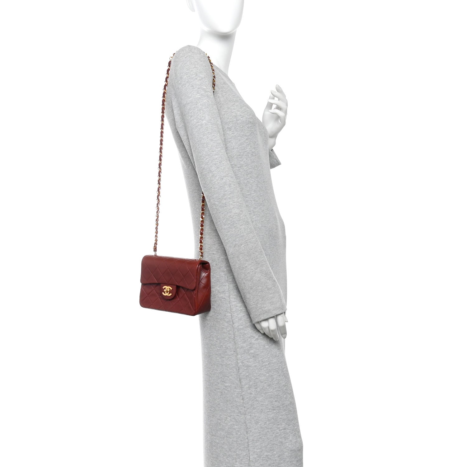 Chanel Lambskin Quilted Mini Square Flap Burgundy 2 of 11