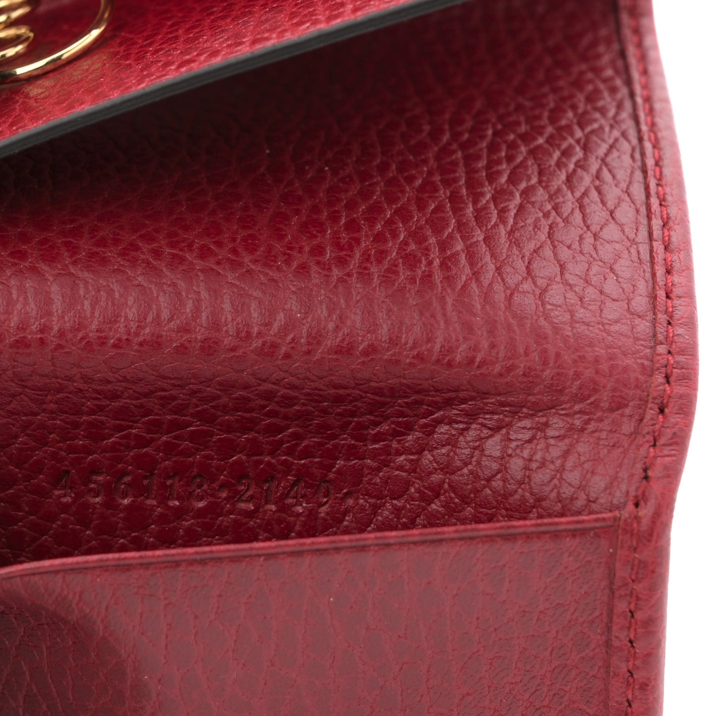Pebbled Calfskin GG Marmont 6 Key Holder Hibiscus Red