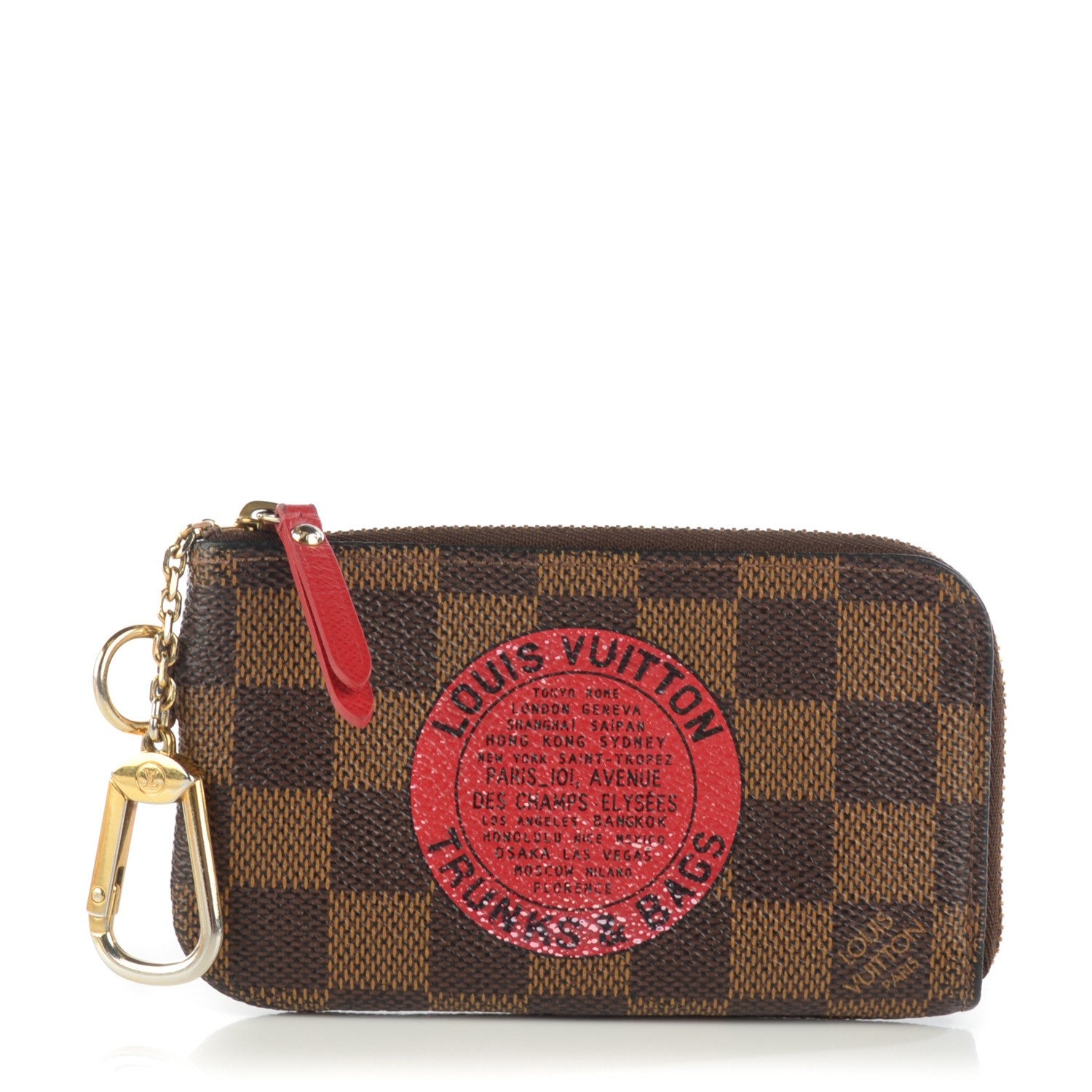 Louis Vuitton Damier Ebene Complice Trunks and Bags Key Pouch Red 1 of 12