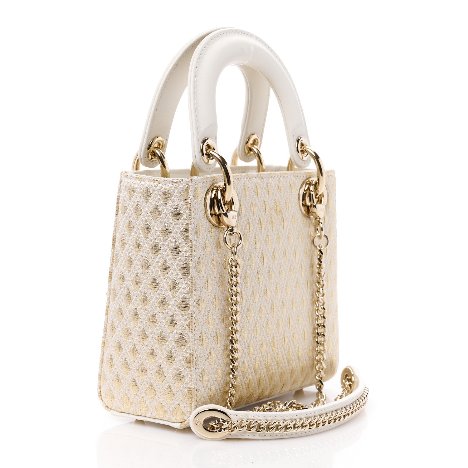 Christian Dior Metallic Jacquard Diamond Quilted Mini Lady Dior Gold 3 of 13