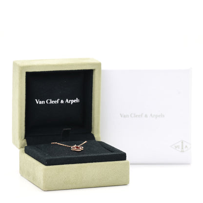 Van Cleef & Arpels 18K Rose Gold Carnelian Sweet Alhambra Pendant Necklace 7 of 7