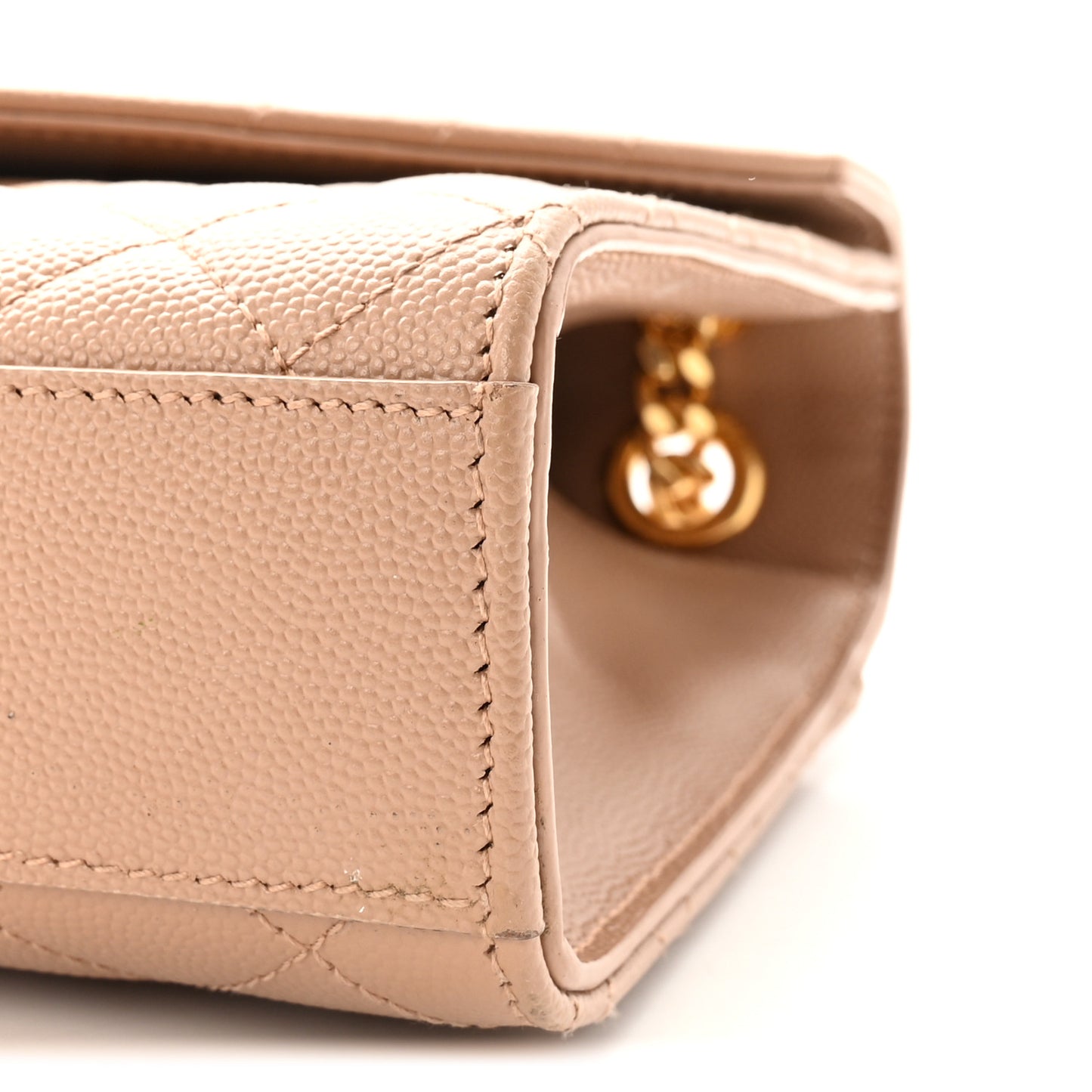 Grain De Poudre Textured Mixed Matelasse Medium Triquilt Monogram Satchel New Nude