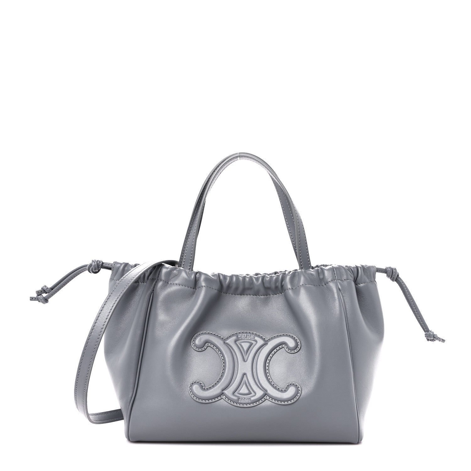 Celine Smooth Calfskin Cuir Small Triomphe Cabas Drawstring Blue Gray 1 of 10