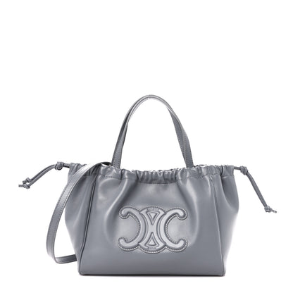 Celine Smooth Calfskin Cuir Small Triomphe Cabas Drawstring Blue Gray 1 of 10